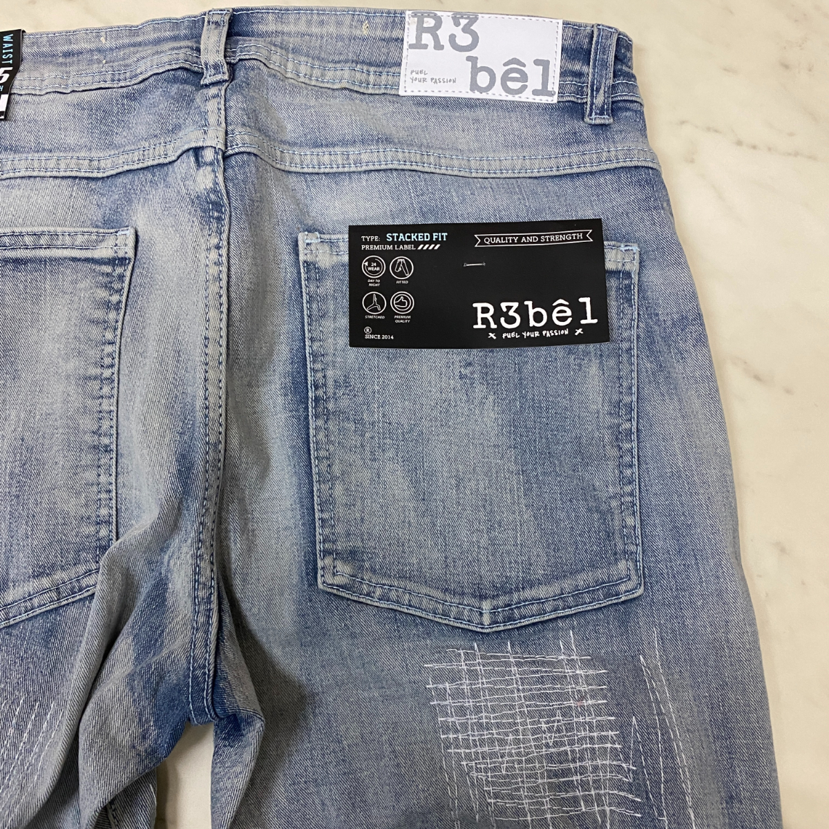 R3BEL RIPPED RUST STACKED FLARE DENIM スタックド フレア