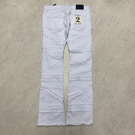 米国ブランド FWRD Denim NY ハイダメージ スタックドフレア デニム Stacked Jeans ホワイト (JNS65)