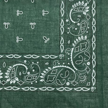 ペイズリー バンダナ Paisley Bandana ヴィンテージ調 大判サイズ 55cm フォレストグリーン (BNDN91)