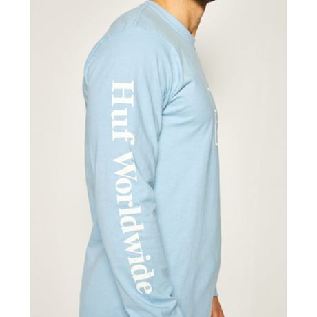 HUF ハフ DOMESTICロゴ ドメスティックロゴ 長袖 Tシャツ ロンT GleekBlue