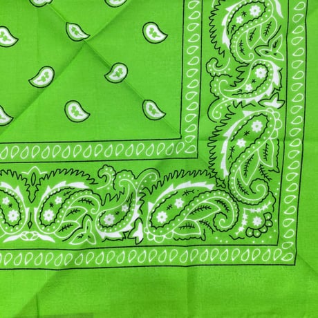 ペイズリー バンダナ Paisley Bandana ヴィンテージ調 大判サイズ 54cm きみどり (BNDN97)