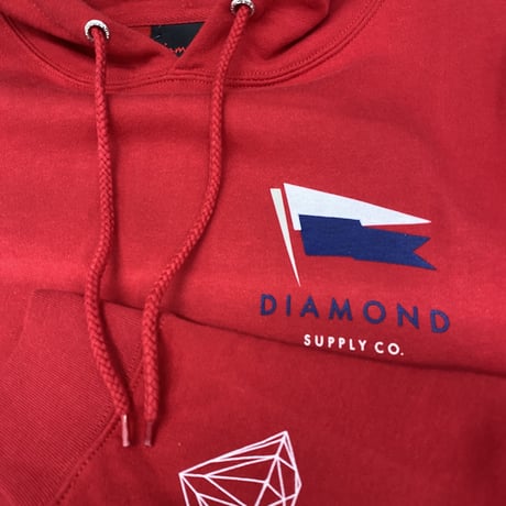 【S】 ダイヤモンドサプライ Diamond supply co.  赤 プルオーバー パーカー LA バックプリント Racing