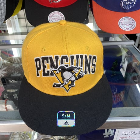 Adidas アディダス NHL ピッツバーグ ペンギンズ ストレッチキャップ アイスホッケー 黄/黒