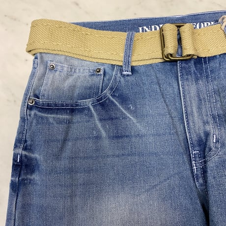 米国ブランド INDIGO PEOPLE インディゴピープル ベルト付 SLIM STRAIGHT デニム L.ブルー  (JNS67)