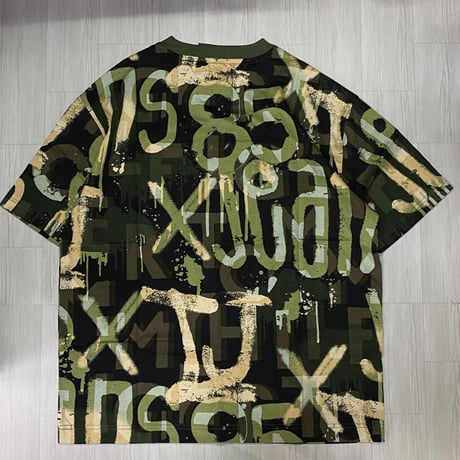 USAモデル TOMMY HILFIGER  TJ総柄 カラーブロック Tシャツ ミリタリーカラー (R4F-22)