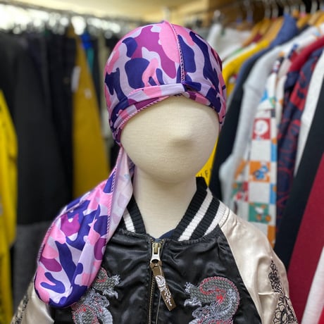 迷彩  DURAGドゥーラグ TIEDOWN インナーキャップ  シルキータッチ ピンク【ユニセックス】