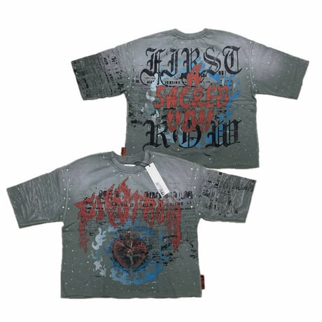 LA発祥 FIRST ROW ファーストロー Burning Thurible cropped Tee スタッズ付き クロップド Tシャツ (CropT29)