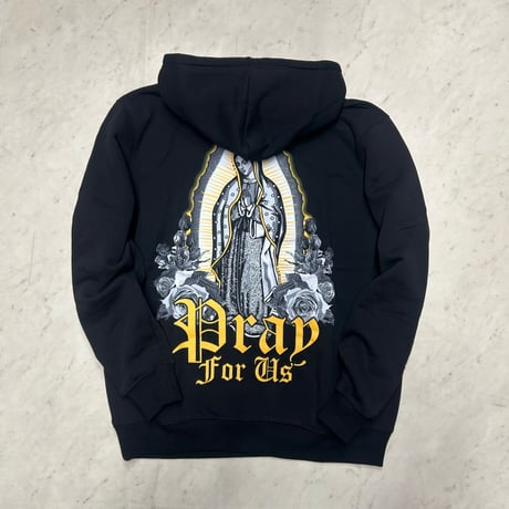 LA発 Our Lady 聖母 アンダーグラウンド グラフィック ヘビーウェイト Pray For Us プルオーバー パーカー (GFX/Hdy4)