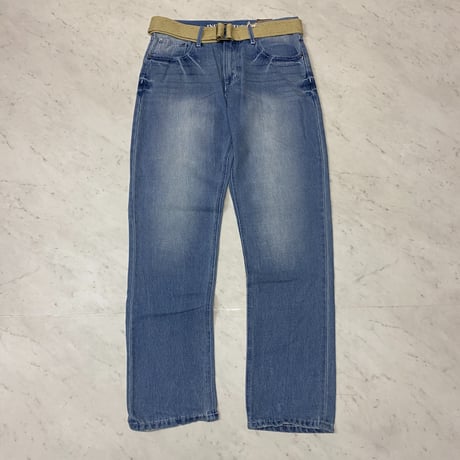 米国ブランド INDIGO PEOPLE インディゴピープル ベルト付 SLIM STRAIGHT デニム L.ブルー  (JNS67)