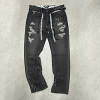 米国発 Lil Wayne TRUKFIT トラックフィット Dark Grey Splatter Straight Jeans スプラッターデニム (JNS207)