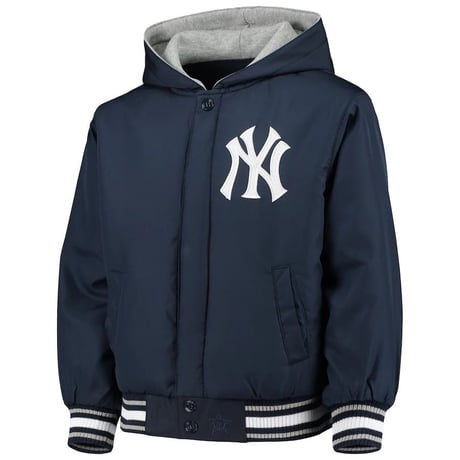 MLB公認 JHデザイン NY ヤンキース Yankees フード付き リバーシブル スタジャン