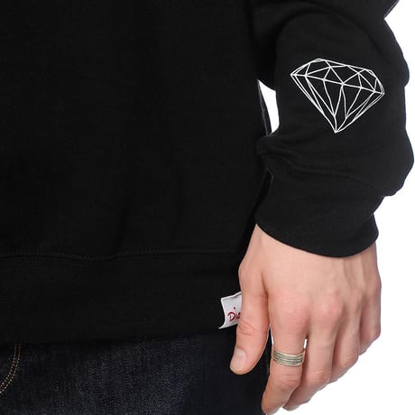 Diamond Supply ダイヤモンドサプライ Trademark クルーネック スウェット トレーナー ピスタグ付き 黒