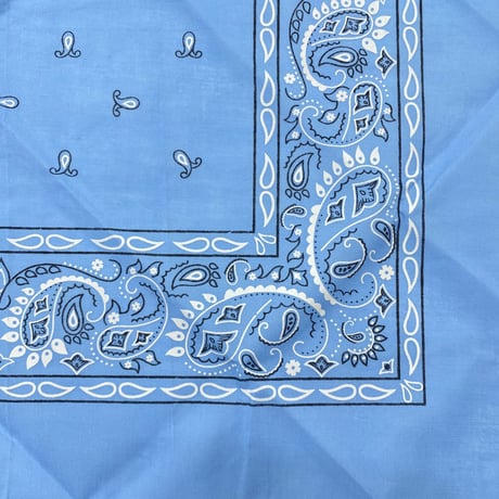 ペイズリー バンダナ Paisley Bandana ヴィンテージ調 大判サイズ 55cm 水色 (BNDN95)