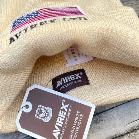 AVIREX アヴィレックス 星条旗 USAフラッグ ニットキャップ オフホワイト ユニセックス