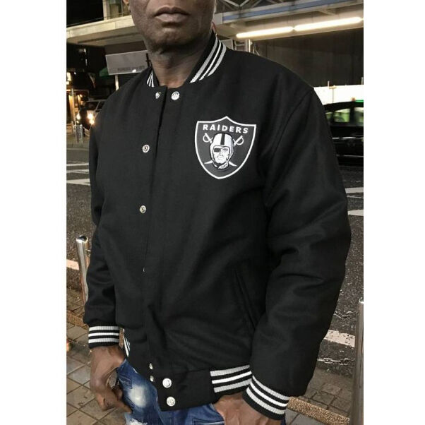 NFL レイダース スタジアムジャケット スタジャン RAIDERS 公式 JHデザイン NFL オークランド レイダース RAIDERS リバーシブル