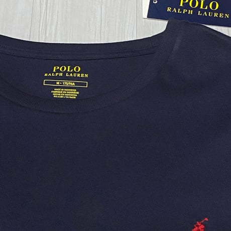 USAモデル POLO RALPH LAUREN ラルフローレン ポニー刺繍 クルーネック 半袖 Tシャツ 紺 (RL8)