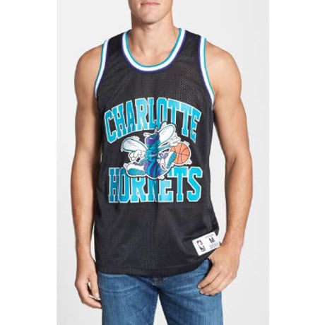 Mitchell&Ness ミッチェル&ネス NBA メッシュタンクトップ 黒 シャーロット Hornets ホーネッツ