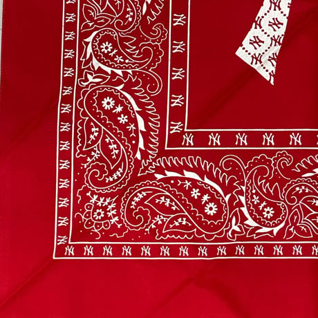大判バンダナ NY ニューヨーク モノグラム BIGロゴ ペイズリー Monogram Paisley 赤 (BNDN111)