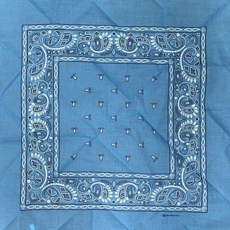 ペイズリー バンダナ Paisley Bandana ヴィンテージ調 大判サイズ 55cm 水色 (BNDN95)