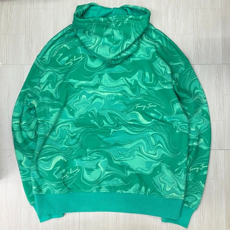 USA仕様 TOMMY HILFIGER TJ マーブル Badge プルオーバー パーカー Always Green (R4F-8)