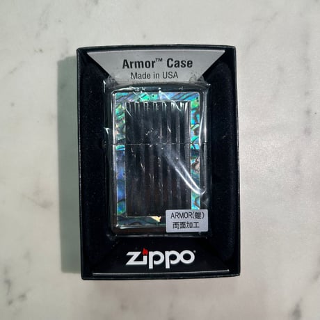 和柄 ZIPPO ジッポー 重厚 アーマー シェルフレーム 両面加工 ブラックニッケル仕上げ 象嵌装飾