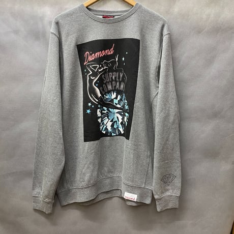 Diamond Supply ダイヤモンドサプライ  Distract クルーネック スウェット トレーナー ガンメタ グレー