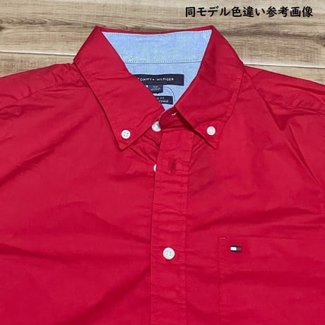 USAモデル TOMMY HILFIGER トミーヒルフィガー 半袖 ボタンダウンシャツ 青 クラシックフィット