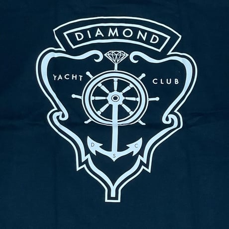【4XL】米国製  ダイヤモンドサプライ Diamond Supply Co. 半袖 Tシャツ 紺 Yacht Crest 紋章 (T25)