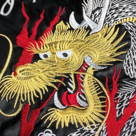 KIDS【激安SALE】 横須賀発祥 スカジャン 横須賀ジャンパー SUKAJAN 中綿入り 龍 ドラゴン 黒/銀