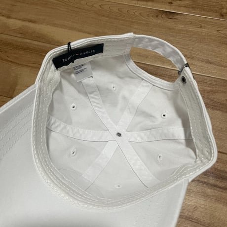 トミーヒルフィガー TOMMY HILFIGER USA ストラップバックキャップ 白 ラウンドパッチロゴ (15)