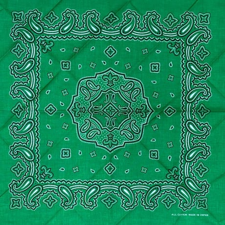 日本製 ペイズリー バンダナ Paisley Bandana 大判サイズ 綿100% 緑 (BNDN77)
