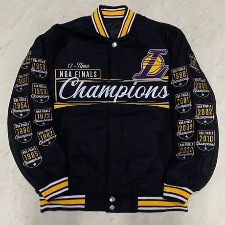 海外限定 NBA JHデザイン LA Lakers ロサンゼルス レイカーズ ファイナルチャンピオン リバーシブル スタジャン