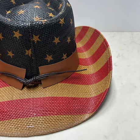 つば広 ウエスタンハット Cowboy Hat カウボーイハット 星条旗 ヴィンテージテイスト (CBH22)