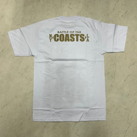 LA発 Battle oh the coasts 2パック ビギー グラフィック 半袖 ヘビーウェイト Tシャツ 白 HIPHOP (GTS107)