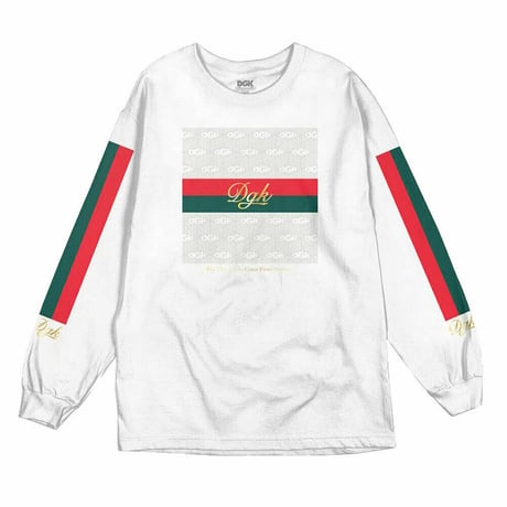 DGK ディージーケー 長袖 Ｔシャツ ロンＴ LUX ラグジュアリー モノグラム 白 ホワイト 西海岸 ストリート