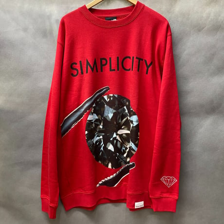 Diamond Supply ダイヤモンドサプライ Simplicity クルーネック スウェット トレーナー ピスタグ付き 赤