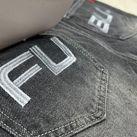 USA仕様 FUBU フブ Denim Shorts Pants デニム ショートパンツ Y502 Light Grey (SJNS53)
