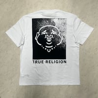 True Religion トゥルーレリジョン Flocked Buddha T-Shirt ブッダフェイス グラフィック Tシャツ  (TRUE-TS3)