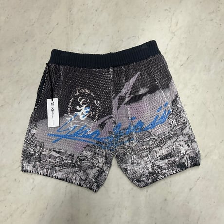 米国シカゴ発 Gunzinii ガンジーニ Crochet クロシェ 半袖ニットシャツ ショートパンツ セットアップ (SET2)