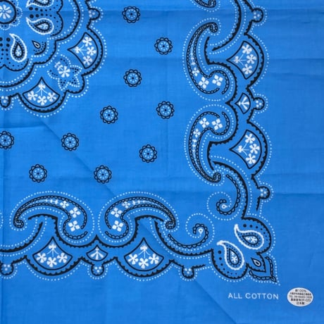 日本製 ペイズリー バンダナ Paisley Bandana 大判サイズ 綿100% スカイブルー (BNDN75)