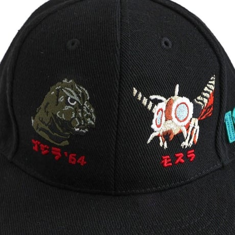 モスラ対ゴジラ Mothra vs Godzilla 刺繍デザイン キャップ 1964年 黒