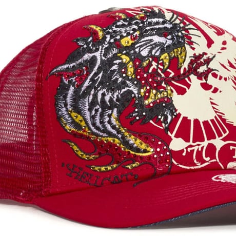 USA仕様 Ed Hardy エドハーディ Rhinestone Eagle Panther 鷹 豹 メッシュ トラッカーキャップ 黒 (EDC3)