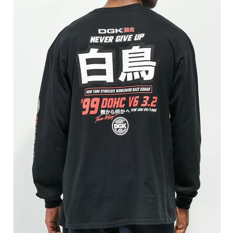 DGK ディージーケー 長袖 Tシャツ ロンT 白鳥 PolePosition 西海岸レーシング  LA ストリート
