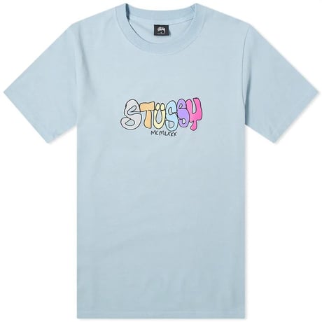 USA正規品 Stussy ステューシー MCMLXXX 1980 半袖 Tシャツ くすみカラー スレートブルー