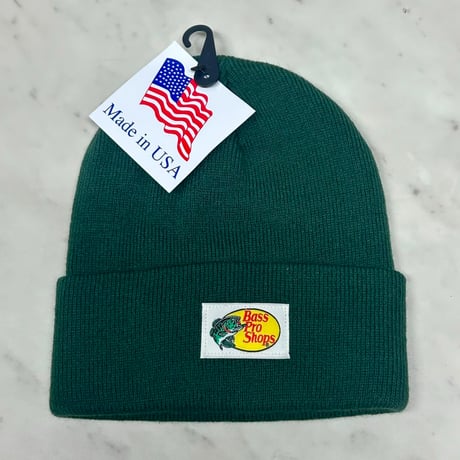 アメリカ製 全米最大級のアウトドアブランド Bass Pro Shops バスプロショップス ロゴラベル ニット帽 Pグリーン (Bps80)