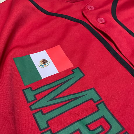 LA発 LA DREAMZ メキシコ MEXICO アンダーグラウンド グラフィック ベースボールシャツ 赤 (GFX-BB9)