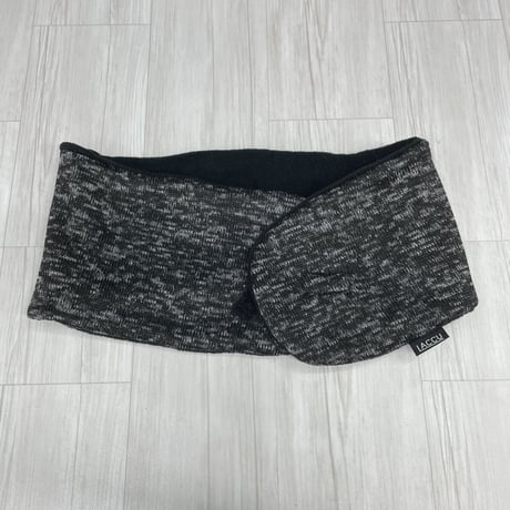 着脱ラクラク 極暖ティペット 杢ヘザー ネックウォーマー 裏フリース 黒