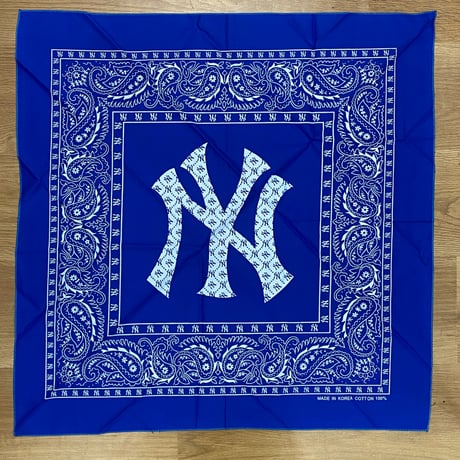 大判バンダナ NY ニューヨーク モノグラム BIGロゴ ペイズリー Monogram Paisley ロイヤルブルー (BNDN113)