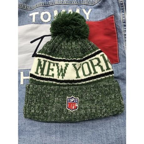 NEWERA ニューエラ NY ニューヨーク Jets ジェッツ NFL ポンポン付 ニット帽 フリース 極暖