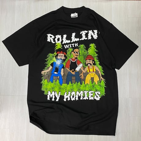 LA発 Cheech&Chong チーチアンドチョン グラフィック ヘビーウェイト Tシャツ 黒 RWMH